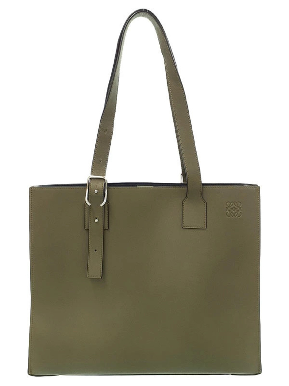Loewe olive green Buckle Horizontal Tote smooth leather